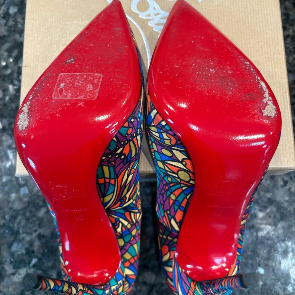 Christian Louboutin So Kate Multicolor Stiletto Satin Heels Like New - Picture 5 of 8